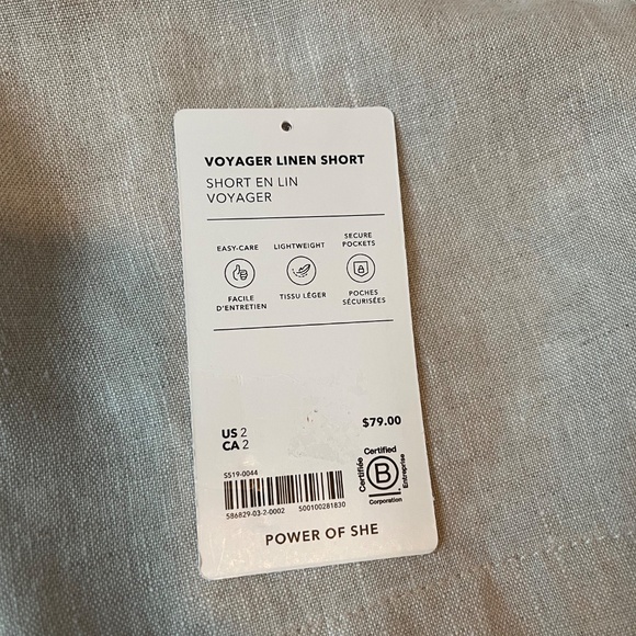 ATHLETA Womens Voyager Linen 7” Shorts Light Beige Size 2 Adjustable Pockets - Picture 8 of 8